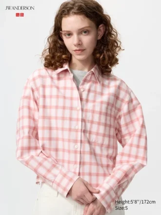 Women’s Oxford Boxy Cropped Shirt | Checked