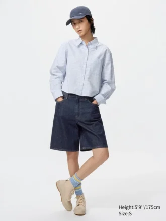 Women’s Oxford Boxy Cropped Shirt | Checked