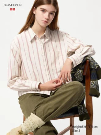 Women’s Oxford Boxy Cropped Shirt | Striped