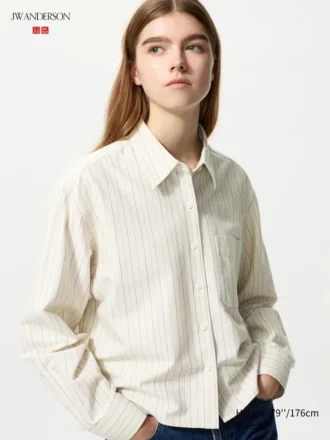 Women’s Oxford Boxy Cropped Shirt | Striped