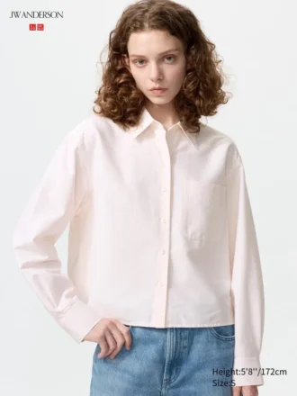 Women’s Oxford Boxy Cropped Shirt | Striped