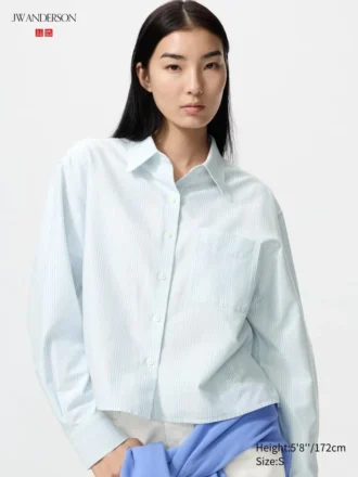 Women’s Oxford Boxy Cropped Shirt | Striped