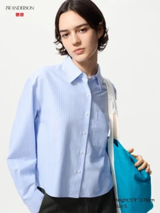 Women’s Oxford Boxy Cropped Shirt | Striped