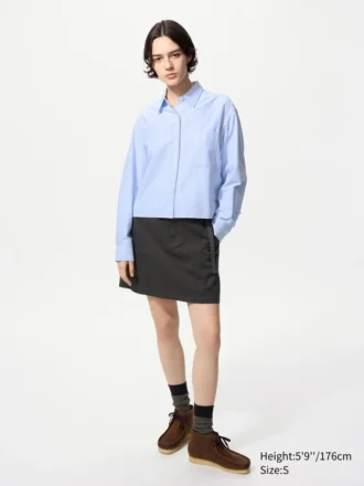 Women’s Oxford Boxy Cropped Shirt | Striped