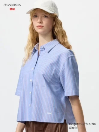 Women’s Oxford Boxy Short Sleeve Shirt | Striped