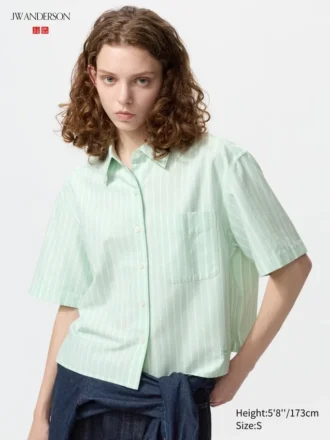 Women’s Oxford Boxy Short Sleeve Shirt | Striped