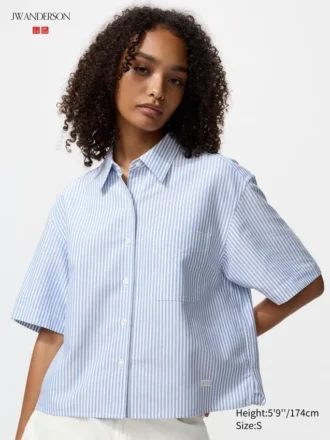 Women’s Oxford Boxy Short Sleeve Shirt | Striped
