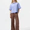 Women’s Oxford Boxy Short Sleeve Shirt | Striped