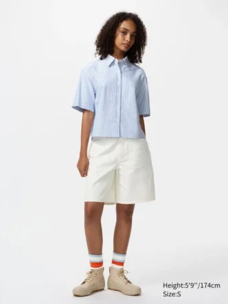 Women’s Oxford Boxy Short Sleeve Shirt | Striped