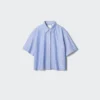 Women’s Oxford Boxy Short Sleeve Shirt | Striped