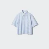 Women’s Oxford Boxy Short Sleeve Shirt | Striped