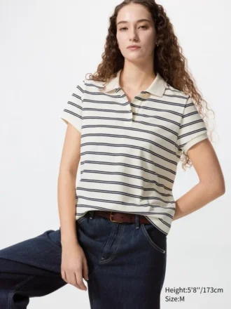Women’s Pique Mini Polo Shirt | Striped