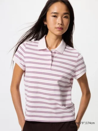 Women’s Pique Mini Polo Shirt | Striped