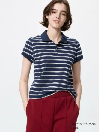 Women’s Pique Mini Polo Shirt | Striped