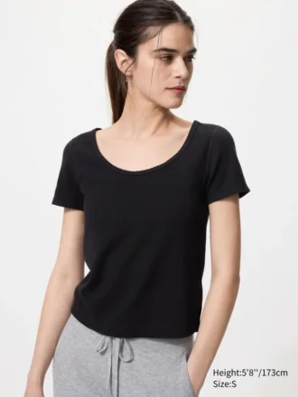 Women’s Pointelle Round Neck Mini T-Shirt