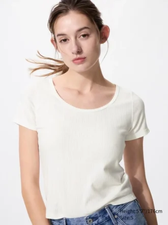 Women’s Pointelle Round Neck Mini T-Shirt