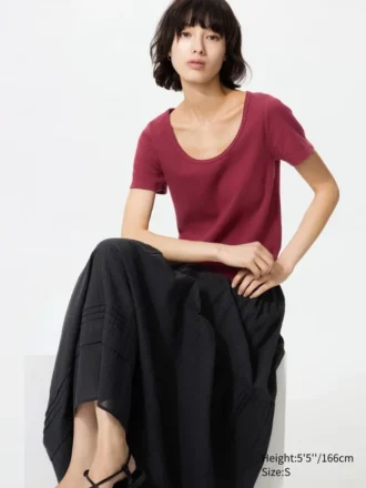 Women’s Pointelle Round Neck Mini T-Shirt