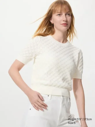 Women’s Pointelle Sweater | Short Sleeve
