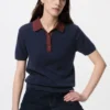 Women’s Polo Short Sleeve Sweater | Color Block