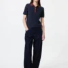 Women’s Polo Short Sleeve Sweater | Color Block