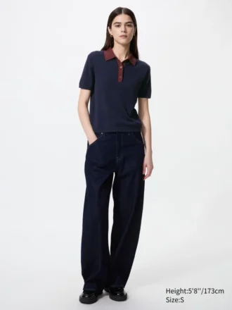 Women’s Polo Short Sleeve Sweater | Color Block