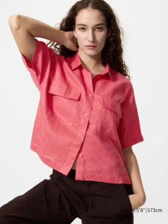 Women’s Premium Linen Skipper Boxy Shirt | Short Sleeve