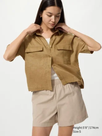 Women’s Premium Linen Skipper Boxy Shirt | Short Sleeve