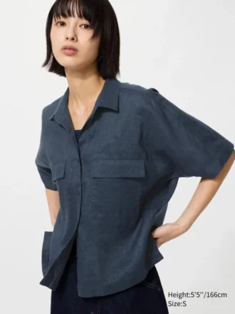 Women’s Premium Linen Skipper Boxy Shirt | Short Sleeve