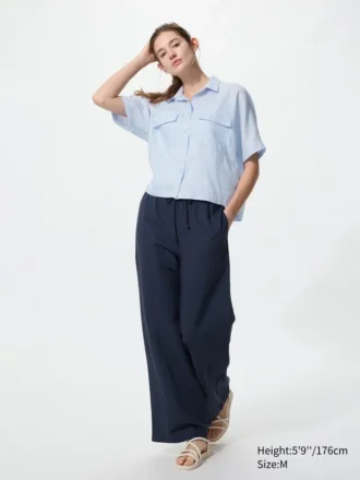 Women’s Premium Linen Skipper Boxy Shirt | Short Sleeve