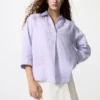 Women’s Premium Linen Skipper Collar 3/4 Sleeve Shirt | Striped