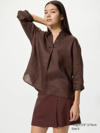 Women’s Premium Linen Skipper Collar Shirt