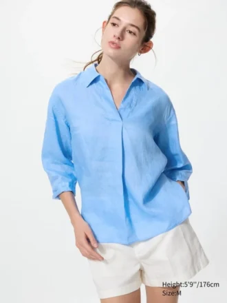 Women’s Premium Linen Skipper Collar Shirt