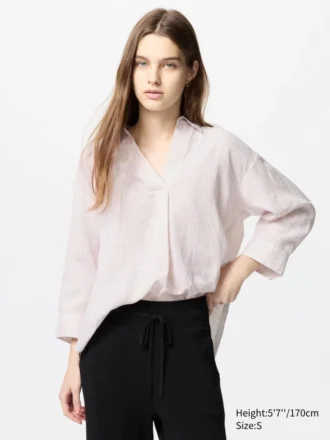 Women’s Premium Linen Skipper Collar Shirt | Striped