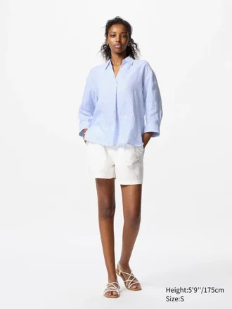 Women’s Premium Linen Skipper Collar Shirt | Striped