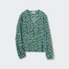 Women’s Printed V-Neck Long-Sleeve Blouse