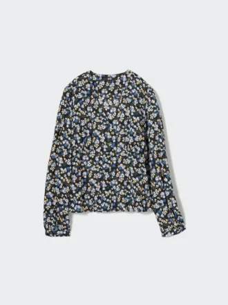 Women’s Printed V-Neck Long-Sleeve Blouse