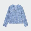 Women’s Printed V-Neck Long-Sleeve Blouse