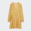 Women’s Printed V-Neck Long-Sleeve Mini Dress