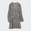 Women’s Printed V-Neck Long-Sleeve Mini Dress