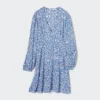 Women’s Printed V-Neck Long-Sleeve Mini Dress