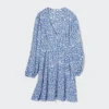 Women’s Printed V-Neck Long-Sleeve Mini Dress