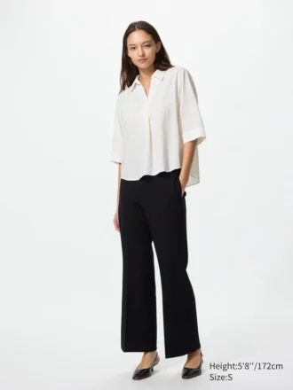 Women’s Rayon Skipper Collar 3/4 Sleeve Blouse | Striped
