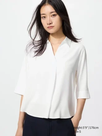 Women’s Rayon Skipper Collar Blouse | 3/4 Sleeve