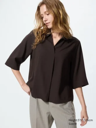 Women’s Rayon Skipper Collar Blouse | 3/4 Sleeve