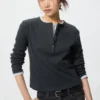 Women’s Ribbed Henley Neck T-Shirt