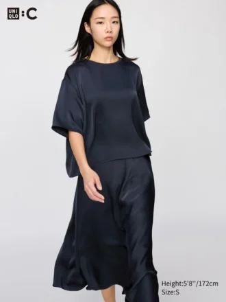 Women’s Satin Oversized Short Blouse | Half Sleeve