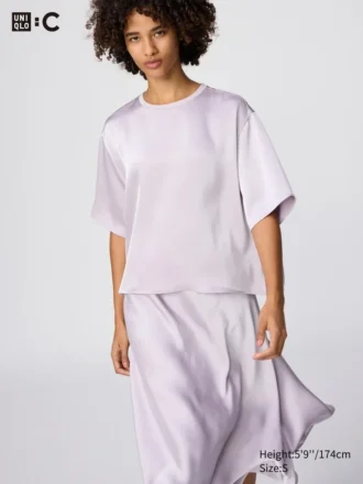 Women’s Satin Oversized Short Blouse | Half Sleeve
