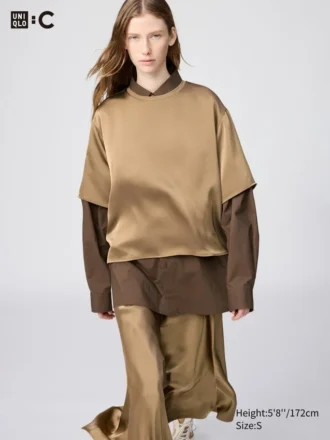 Women’s Satin Oversized Short Blouse | Half Sleeve