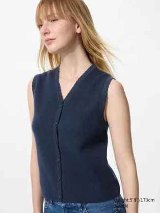 Women’s Scalloped V-Neck Sweater | Sleeveless