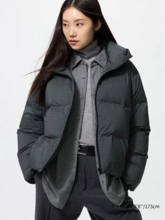 Women’s Seamless Down Short Jacket | Checked